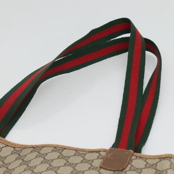GUCCI GG Supreme Web Sherry Line Bag PVC Beige Green Red 40 02 003 Auth ki5541 - Picture 8 of 16